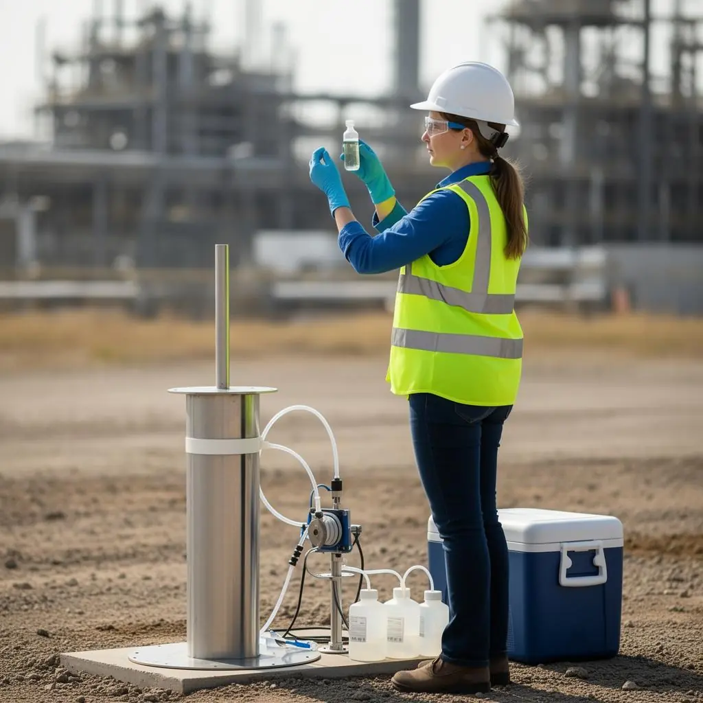 Equipe Carbon Sul realizando investigação ambiental em área contaminada