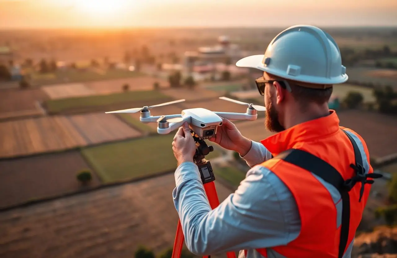 Operador Carbon Sul operando drone profissional sobre área rural